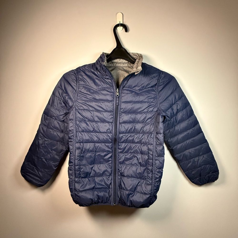 Levi’s boys large 12-13 winter zipper jacket navy gray pockets nylon